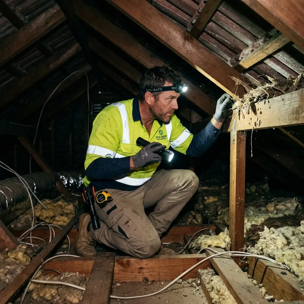 Technician using detection equipment to locate a dead rat inside a Ringwood North wall cavity